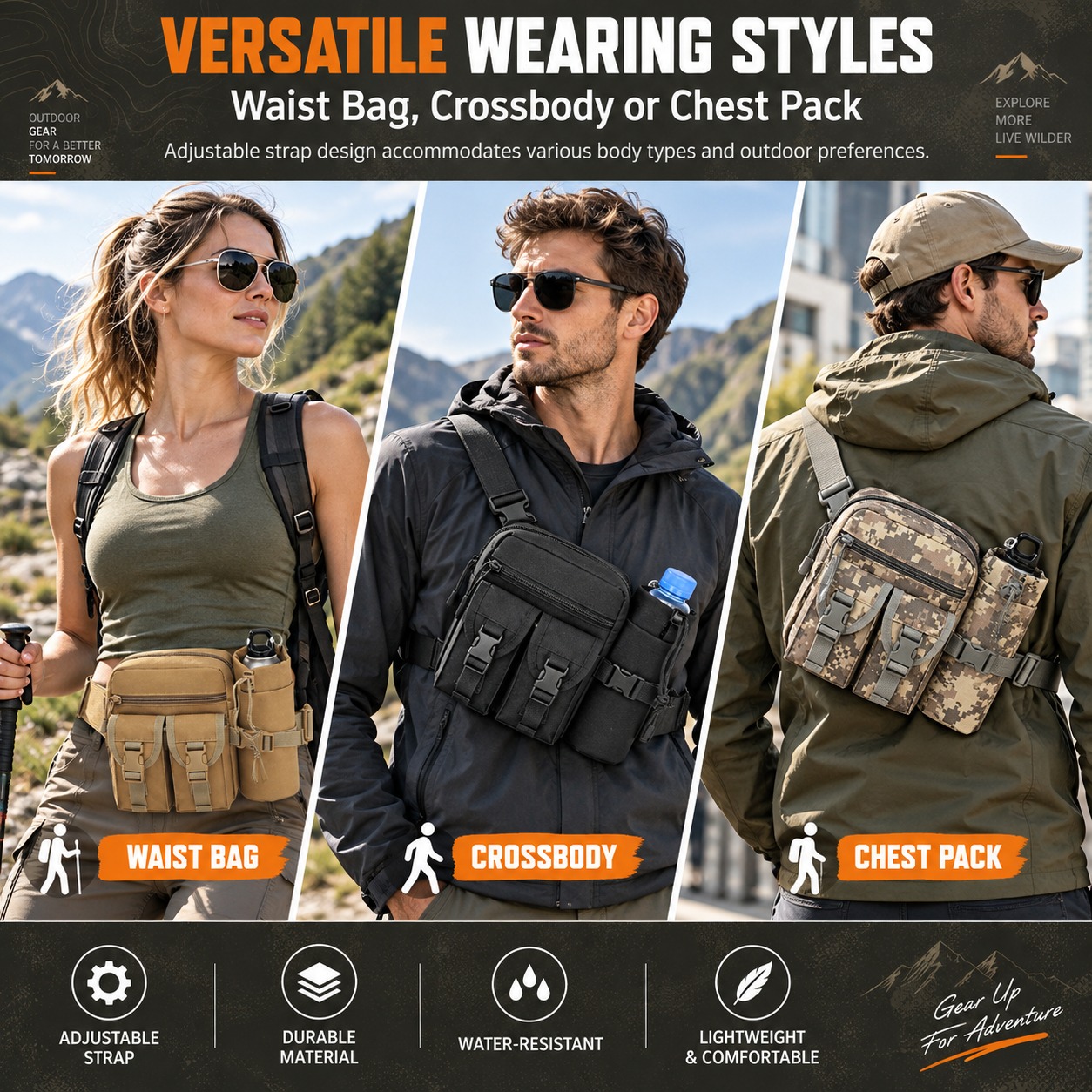 กระเป๋าคาดเอวอเนกประสงค์แบบยุท - Hiking Backpack Waterproof บทวิจารณ์และราคา